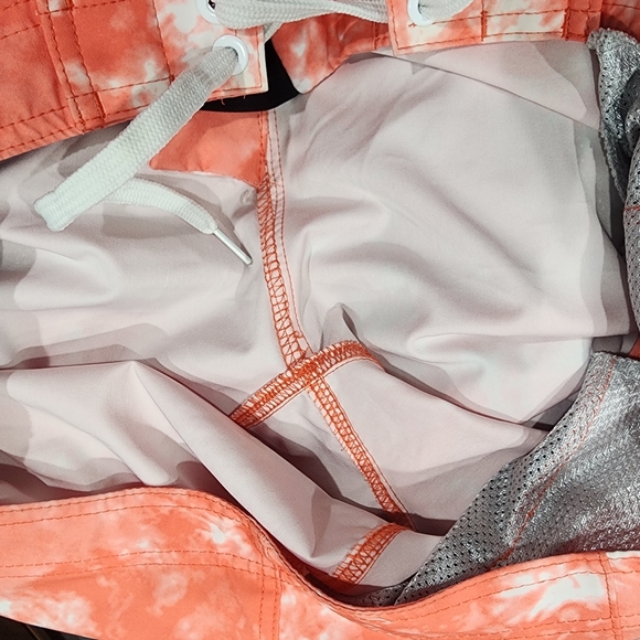 Ron Jon Surf Shop Mens Board Shorts Size 33 Swim Trunks Tie Orange - Picture 6 of 6